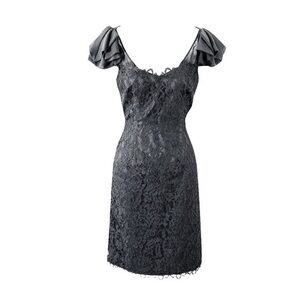 NWT White House Black Market black lace flutter sleeve sheath dress 0 VV24